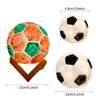 Veilleuses Lampe De Football Table Dimmable LED Lumière Batterie Base En Bois Massif Éclairage D'ambiance Chaude Pour Chevet Chambre Étude Enfants Cadeau