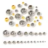 Pärlor 100 st/Lot Gold Plated rostfritt stålpärlor 212mm Big Hole European Ball Spacer Loose Pärlor för smycken som gör DIY -resultat