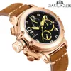 Men Automatic Self Wind Mechanical Genuine Brown Leather Multifunction Date Boat Month Luminous Limited Rose Gold Bronze U Watch L2372