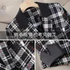 Trajes de mujer coreano Retro negro blanco Patchwork a cuadros Oficina señora traje abrigo otoño elegante mujer temperamento chaqueta Tops de gran tamaño