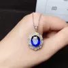 Anéis Syc1 Bom colar de safira e anel de prata para mulheres conjunto de jóias gem natural Good Color Real 925 Silver Birthstone