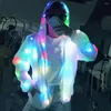 Vestes féminines Glow Veste LED Light Émetteur Capuche avec des poches à manches longues colorées Costume pour les concerts de club Parties de danse