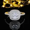 Кольца кластера женское кольцо принцессы серебряного цвета розового цвета с бриллиантами и кристаллами изменяемого размера, обручальные свадебные украшения