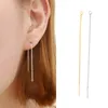 Dangle Oorbellen Lange Draad Voor Vrouwen Dunne Lineaire Oorbel Metalen Kwastje Ketting Drop Ear Line Mode Minimalistische Koreaanse sieraden