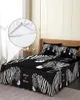Bed Skirt Nordic Zebra Animal Black Elastic Fitted Bedspread With Pillowcases Protector Mattress Cover Bedding Set Sheet