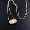 Designer Kendras Scotts Jewelry K Minimalist Delaney Bullet Head Pullable Justerbar Natural Pink Crystal Stone Necklace Sweater Chain Jewelry