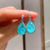 Necklace Luomansi Luxury 925 Sterling Silver Paraiba Tourmaline Gemstone Earrings/Pendant/Necklace/Ring Wedding Jewelry Sets Wholesale