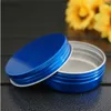 60g 68 * 25mm Boîte ronde en aluminium Boîtes de conserve en métal Crème cosmétique DIY Pot portable Pot de thé Vide Bleu Conteneur de haute qualité Fnunh