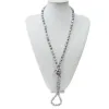 Necklaces 100% NATURE FRESHWATER PEARL LONG NECKLACE120 cm gray pearl necklace