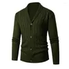 Men's Sweaters Autumn And Winter V-neck Fashionable Lapel Long Sleeved Slim Fit Knitted Sweater For Cardigan Jacket