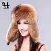 Chapeaux de trappeur FURTALK pour femmes, casquette en cuir de raton laveur russe, Ushanka pour femmes, chapeau en fourrure d'hiver, oreille Cossack311e