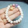 Strand White Jade Bodhi Elma Boncuklar Bilezik Bahar Renkli Püskül Kadınlar