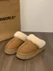 Pantoufles Chaussures d'hiver pour femmes Bottes de neige à semelle épaisse en peluche et coton épais pour la maison