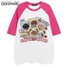 T-shirts pour hommes Harajuku Tshirt drôle mignon chat famille graphique imprimé patchwork t-shirt streetwear hip hop mode décontracté lâche coton haut vêtements Q240130