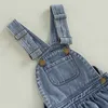 Vestidos de niña Moda Niños Niñas Ropa de otoño Conjunto de manga larga Camiseta acanalada Tops Denim A-Line Suspender Vestido 2pcs Traje de niñas