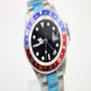 Relógio mecânico masculino 116710 negócios casual moderno prata branco caixa de aço inoxidável azul vermelho aro preto mostrador 4 pinos calendar275s