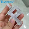 Büyük boy P harf kelimeleri d vvs beyaz moissanite kolye 925 STERLING Silver Hip Hop Takı Nişan Datting