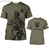 T-shirts pour hommes T-shirt pour hommes Drapeau ukrainien Imprimer Modèle de l'armée Mens Top Vintage Sweat-shirt Lâche Chemise surdimensionnée Tous les jours Casual Manches courtes Q240130