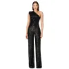 Elegant Sequins One Shoulder Jumpsuit Women Multi Colors Slim Bodycon Rompers Bodysuit Sequin Trousers S to 2XL BC16886