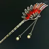 Hair Clips Morkopela Charm Feather Stick Jewelry Vintage Crystal Clip Vinatge Women Bronze Pins