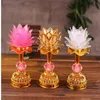 Lotus Flower Lights Buddha Bright Lamp LED Colorful Table Lamps 52 Buddhist Songs Buddha Music Machine Color Changing Temple Light230h