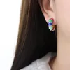 Hoopörhängen Multicolor Hoops Earring For Women Girls Geometric Colorful Stud Trend Rostfritt stål smycken gåvor Vattentät