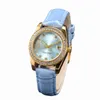 Damer Exquisite Quartz Diamonds Fashionable Labor Family Watch äkta läder Small Accessories Star Womens {Kategori}