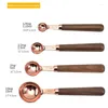 Measuring Tools 4pcs/Set Stainless Steel Cups Kitchen Dosing Spoons With Wooden Handle Baking Cooking Bartending Set