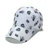 Boll Caps 2024 Trend Versatile Sunshade Hip Hat Men's and Women's Street Skull Printed Justerbara Casual Baseball Hats Gorras Hombre