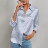 Kvinnors blusar leopardtryck knapp-up topp pendling stil skjorta långa ärmar lapel cardigan formell affär för våren