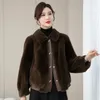 Pelliccia da donna Donna di mezza età Temperamento Cappotto di visone Inverno Moda femminile Breve Colore puro Cappotto finto Capispalla caldo casual