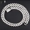 Hip Hop 15MM 3 Rij Baguette Prong Cubaanse Kettingen Bling Iced Out CZ Instelling Zirconia Box Gesp Ketting voor Mannen Jewelry321f