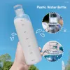 Water Bottles 500ml Large Capacity Glass Bottle With Time Marker Cover For Drinks Transparent Milk Juice Simple Cup Birthday Gift