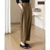 Women's Pants Woolen Casual Winter Warm Fashion Harem Pant Office Ladies Loose Autumn High Waisted Straight Tube Suit