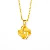 Colar real 18k ouro pingente colar nó chinês na moda folha design sólido 999 corrente para mulheres jóias finas presentes