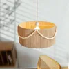 Pendant Lamps Boho Wabi Sabi Retro Wood Bead Fringe Lampshade Creative Bedroom Indoor Dining Room El Kitchen Hanging