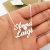 Necklace Personalized Custom Double Names Necklace Customized Love Heart Chokers Necklaces Handwriting Nameplate Couple Jewelry Gift Bff