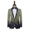 Moda masculina jaqueta meteoro gradiente lantejoulas terno casaco palco desempenho anfitrião casamento apenas blazer 240126