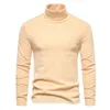 New Men's High Necked Plush Solid Color Base Sweater For Spring And Autumn Season, European Basic Style Pullover Hoodie