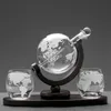 Whiskey Glass Set Crystal Globe Liquor Carafe for Whisky Vodka Sailboat in Decanter with Finished Wooden Stand Bar Tools Cup 240119
