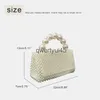 Totes Ladies Evening Bags For Women Luxury Designers andbags And Purses 2023 New In ABS Beaded Weave ollow Out Top andle Messengerqwertyui45