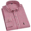 Men's Casual Shirts Cotton Breathable Male Social Formal Men Shirt Long Sleeve Slim Fit Easy Care Button Up Stripe Plaid