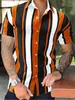 Мужская летняя одежда, полосатая рубашка в градиентную полоску с 3D принтом, рубашка с короткими рукавами, свободная повседневная гавайская рубашка 240130
