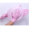 Jednorazowe dingqing Różowe gumowe rękawiczki lateksowe Dental Beauty Catering Odporny na olejem Rękawiczki żywnościowe kwas i alkalia 2219N
