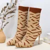 Bottes Nouveau printemps automne tricot tissu extensible femmes bottines Sexy bout pointu talons fins mode femme chaussettes chaussures 221123