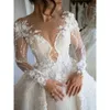 Superbe mariée 2024 robes de mariée de luxe robes de mariée 3D dentelle florale appliquée perlée à manches longues style campagnard robe de mariée sur mesure