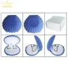 Anneaux 10pcs / lot Shell Forme Boîte de bague de fiançailles de mariage Velvet Boîte pour boucles d'oreilles Bracelet Bijoux Boîte d'affichage Boîte à cadeaux