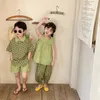 Clothing Sets 2024 Summer Boy Girl Matching Clothes Brother Sister Floral Short Sleeve Shorts 2pcs Suit Twins Siblings Outfits Children