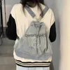 Mochila Mochila de estilo preppy para mujer 2023 Nuevo en diseñador de lujo andbag Monedero Denim Gran capacidad Mosaico Imitación Diamante Soulderqwertyui45