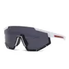 Designer Shield Lunettes de soleil Visière blanche Stripe rouge Hommes Femmes Cyclisme Lunettes Hommes Mode Lunettes de soleil polarisées Sport de plein air Lunettes de course avec paquet